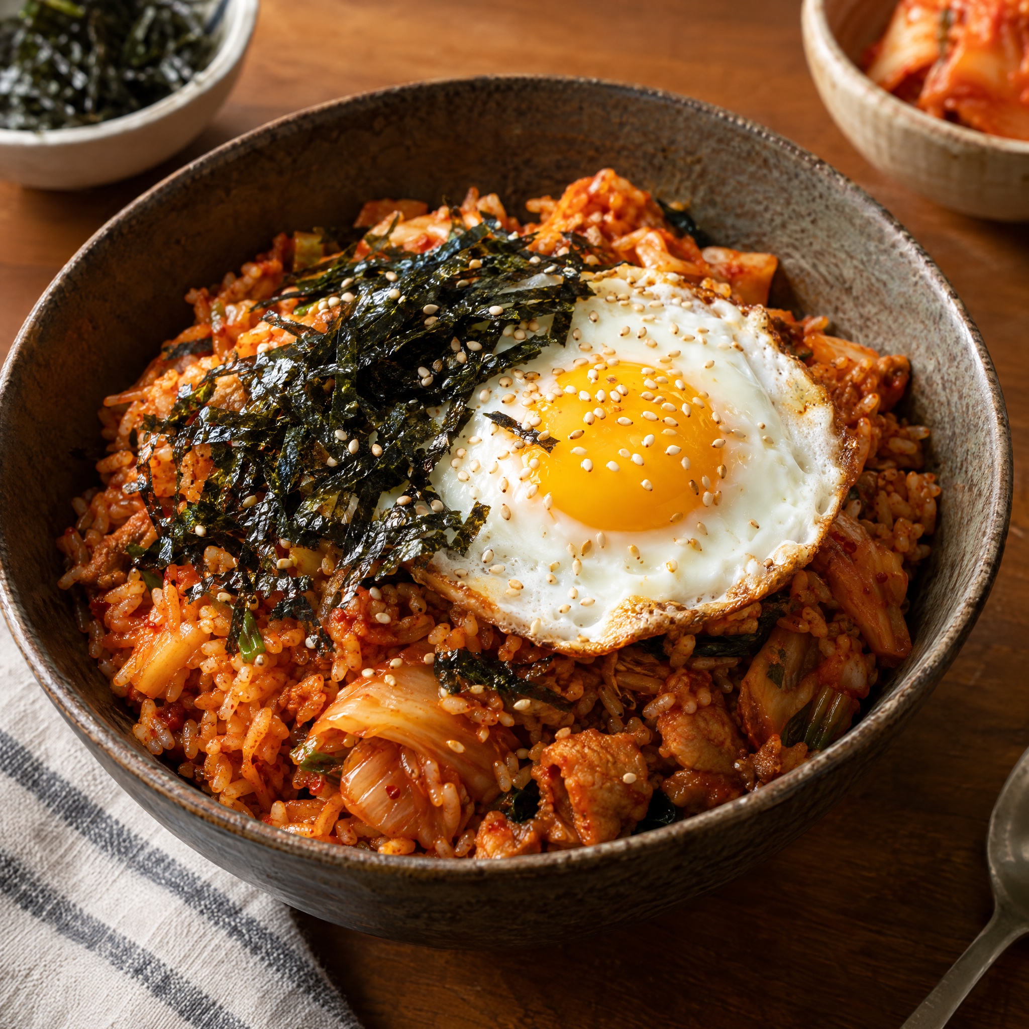 Source photograph of Kimchi-bokkeumbap. Not official I Want Some Food pixel artwork.