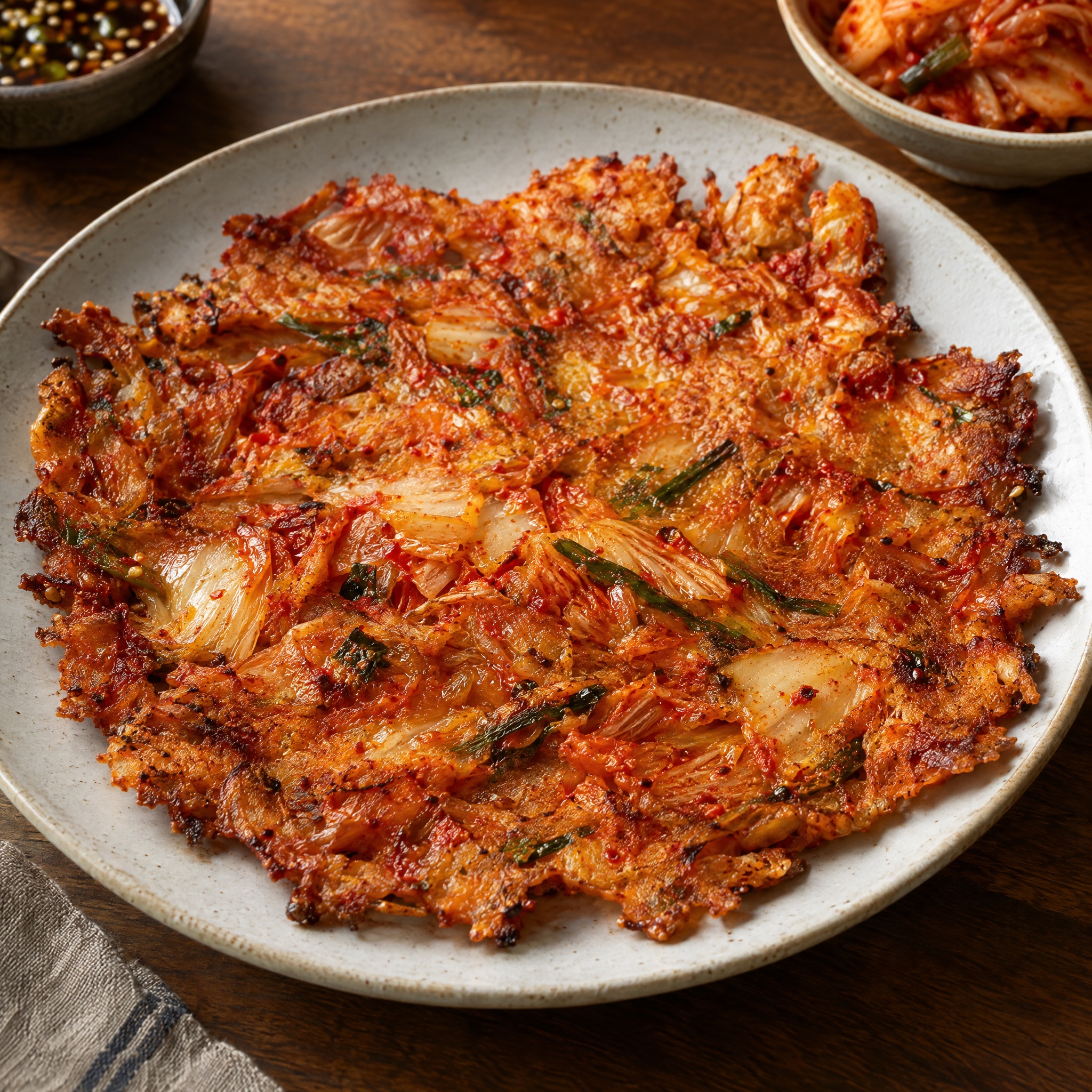 Source photograph of Kimchi-jeon. Not official I Want Some Food pixel artwork.