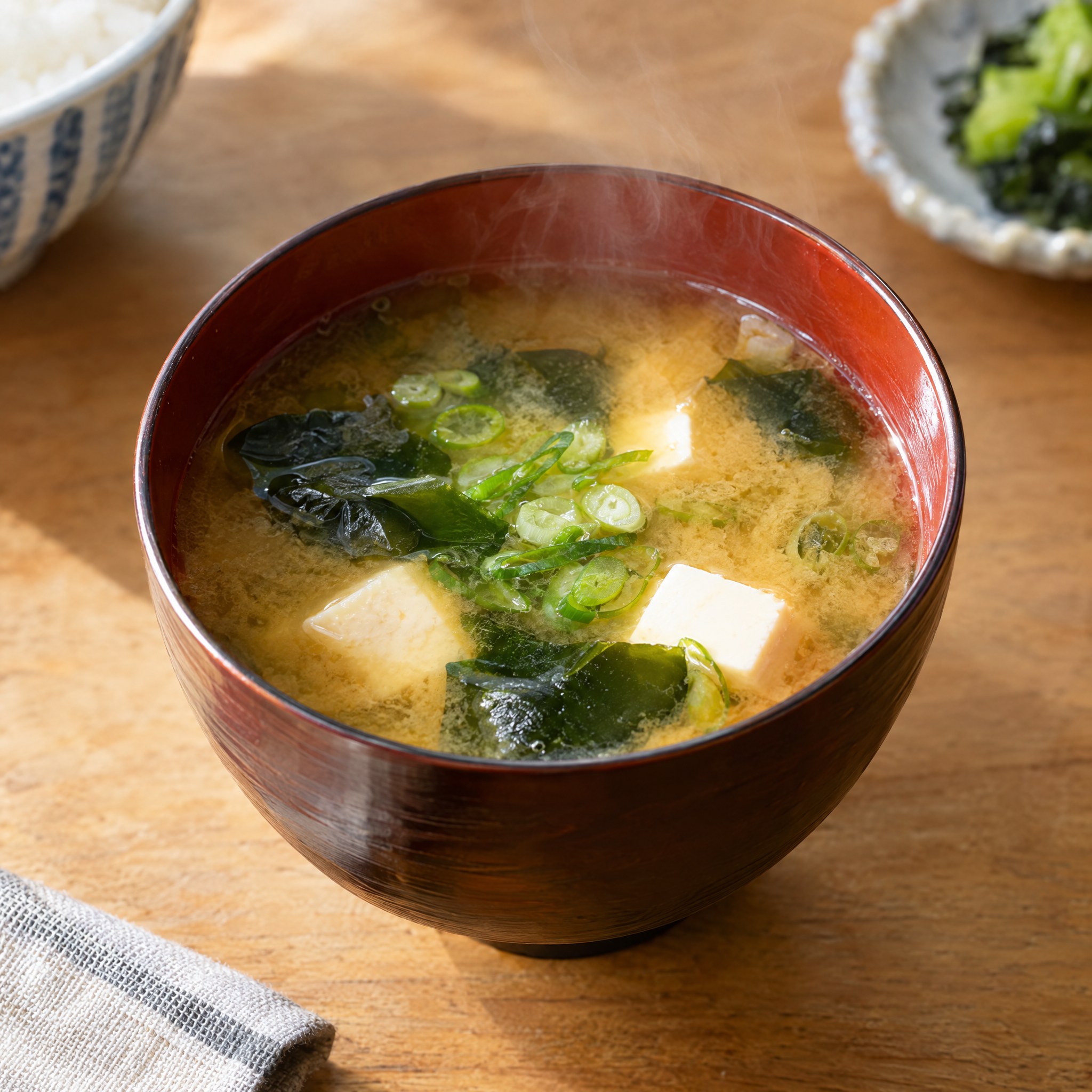 Source photograph of Miso soup. Not official I Want Some Food pixel artwork.