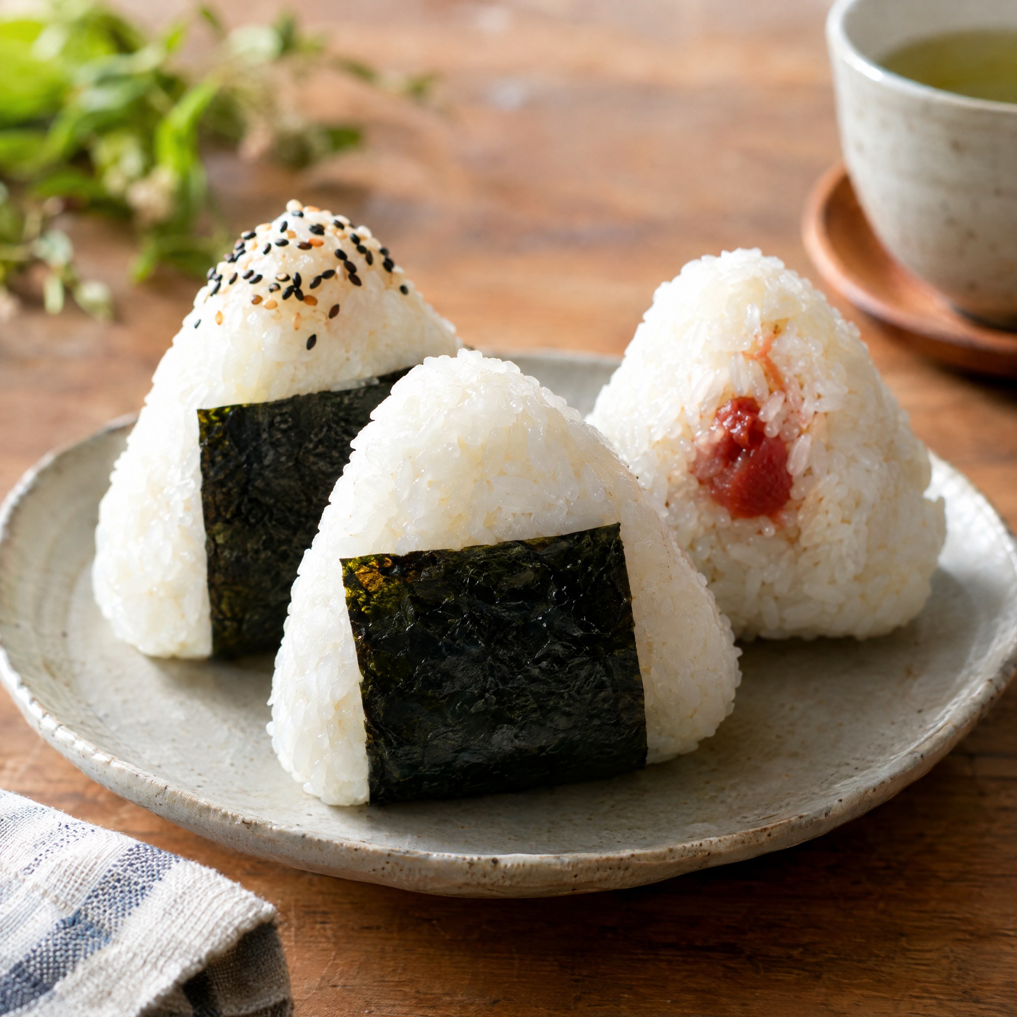 Source photograph of Onigiri. Not official I Want Some Food pixel artwork.