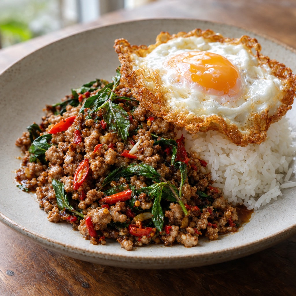 Source photograph of Pad krapow. Not official I Want Some Food pixel artwork.