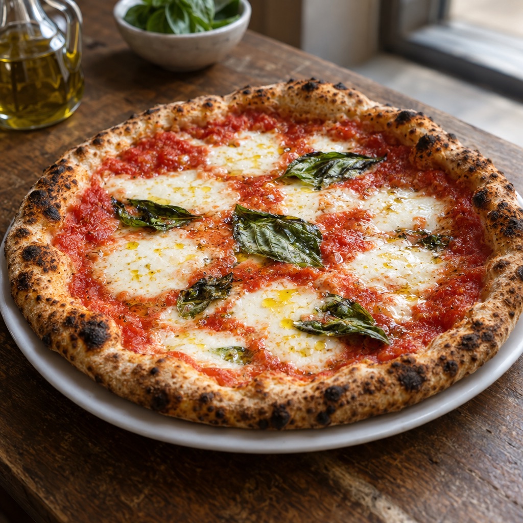 Source photograph of Pizza Margherita. Not official I Want Some Food pixel artwork.