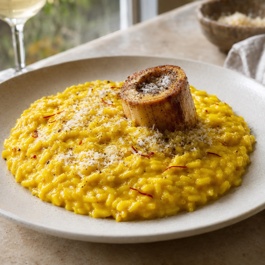 Source photograph of Risotto alla Milanese. Not official I Want Some Food pixel artwork.
