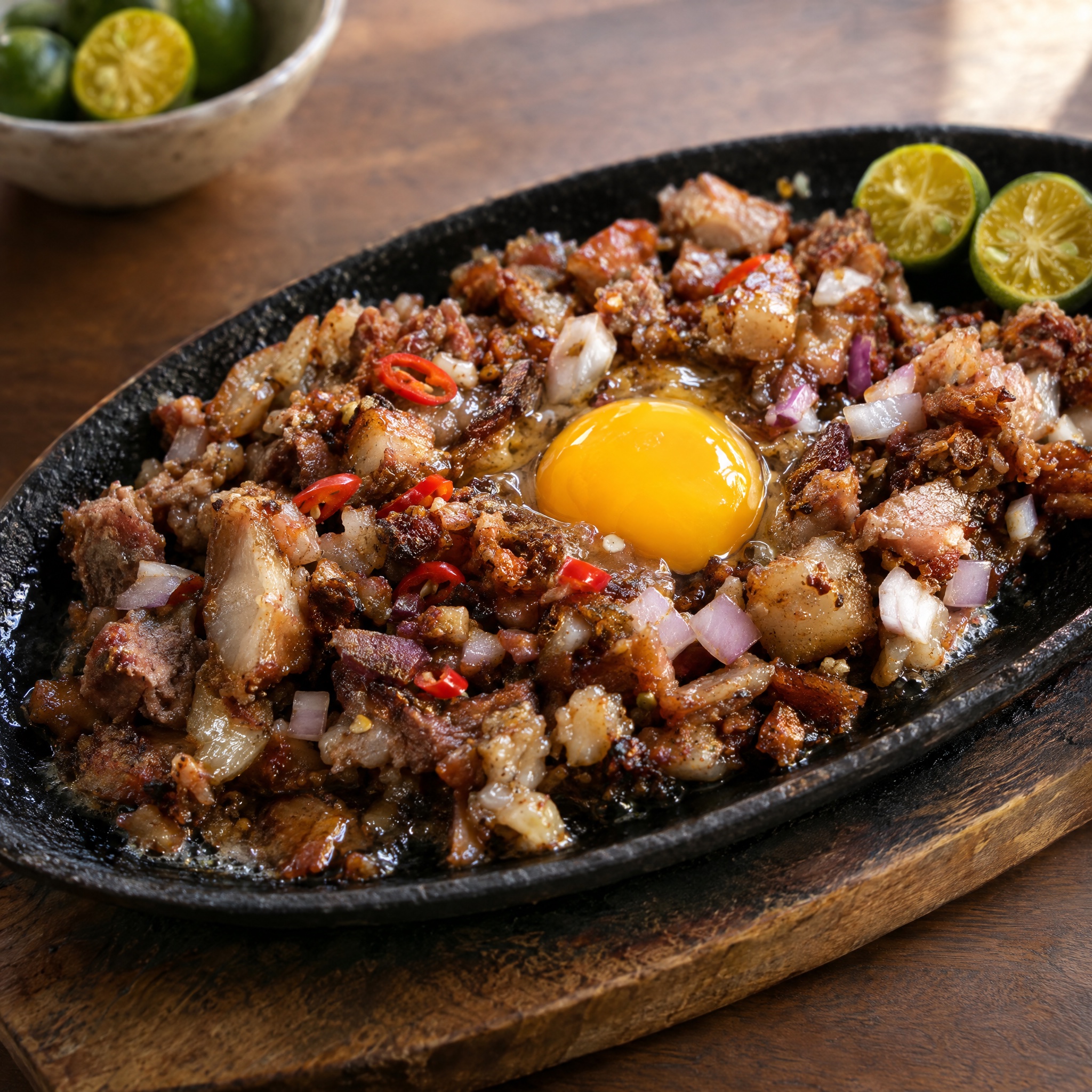 Source photograph of Sisig. Not official I Want Some Food pixel artwork.