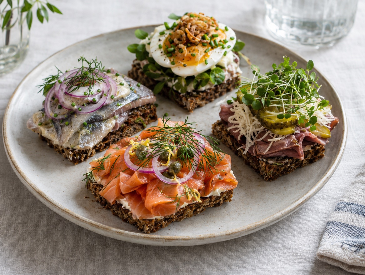Source photograph of Smørrebrød. Not official I Want Some Food pixel artwork.
