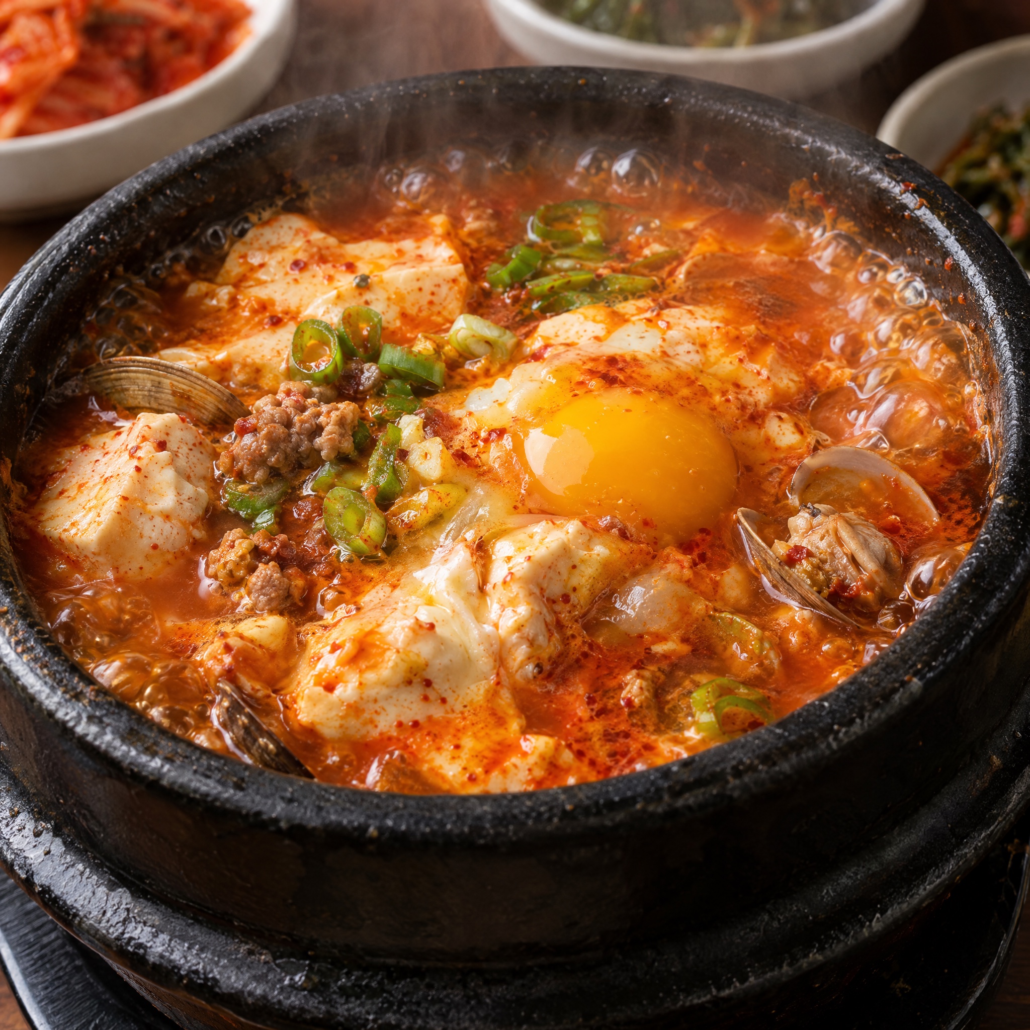 Source photograph of Sundubu jjigae. Not official I Want Some Food pixel artwork.