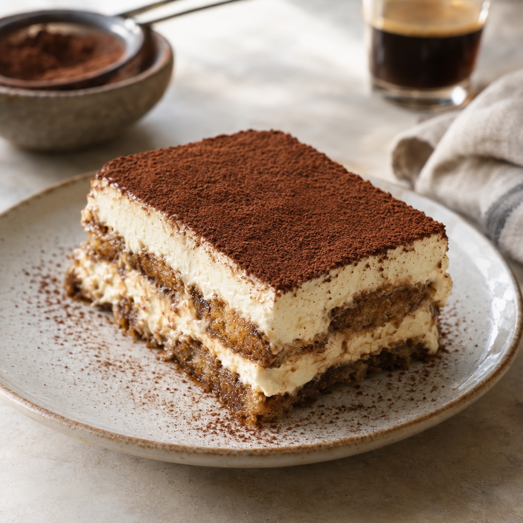 Source photograph of Tiramisu. Not official I Want Some Food pixel artwork.