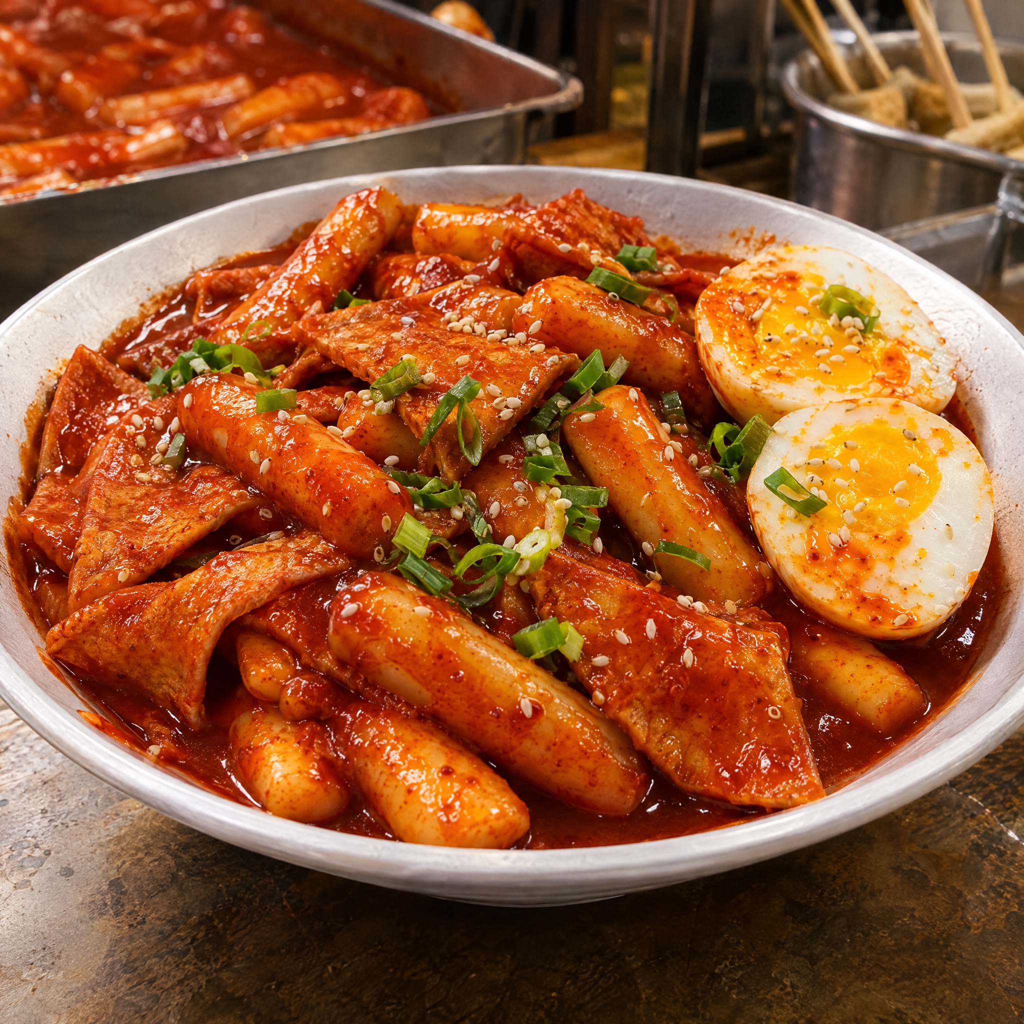 Source photograph of Tteokbokki. Not official I Want Some Food pixel artwork.