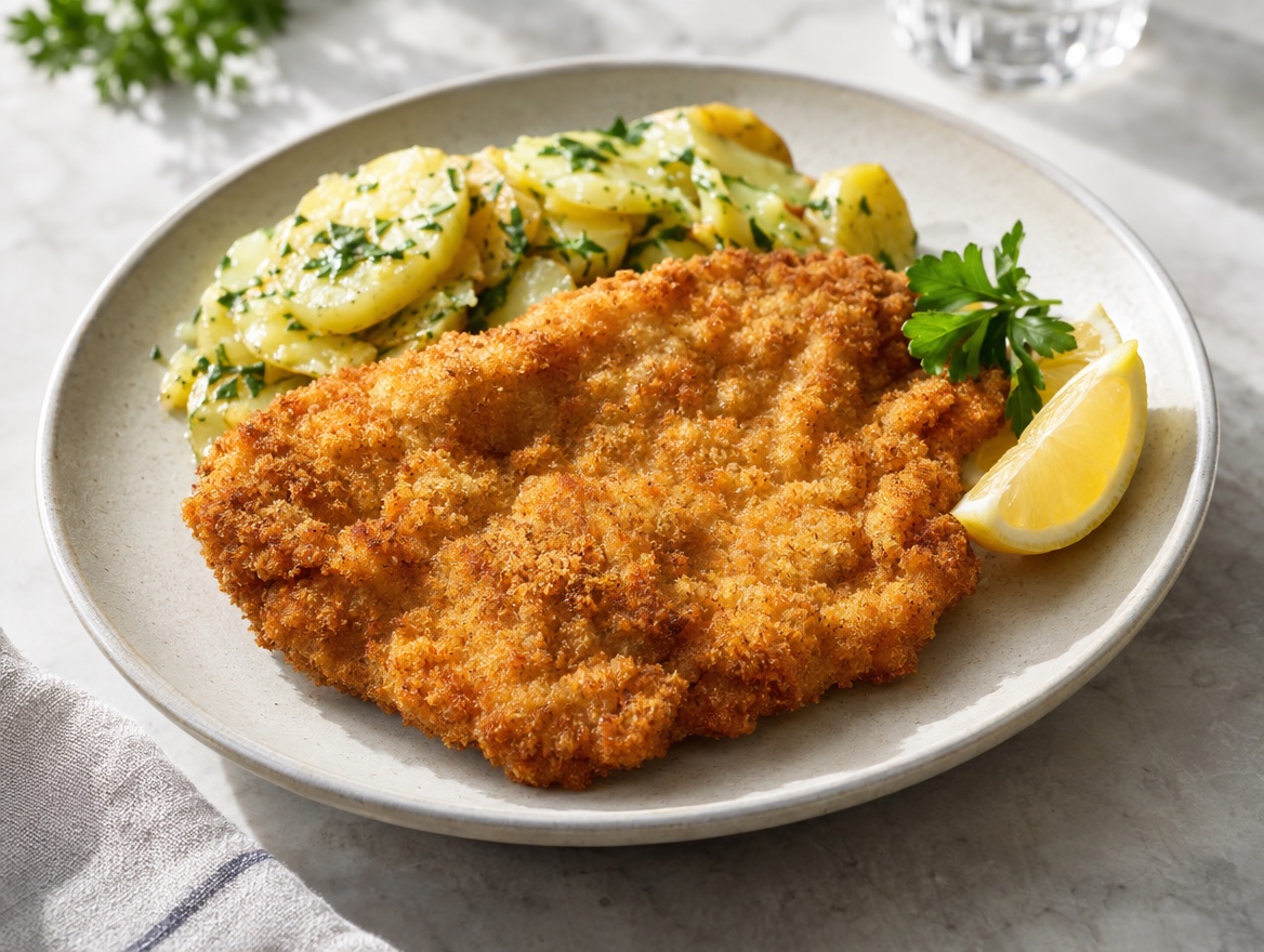 Source photograph of Wiener schnitzel. Not official I Want Some Food pixel artwork.