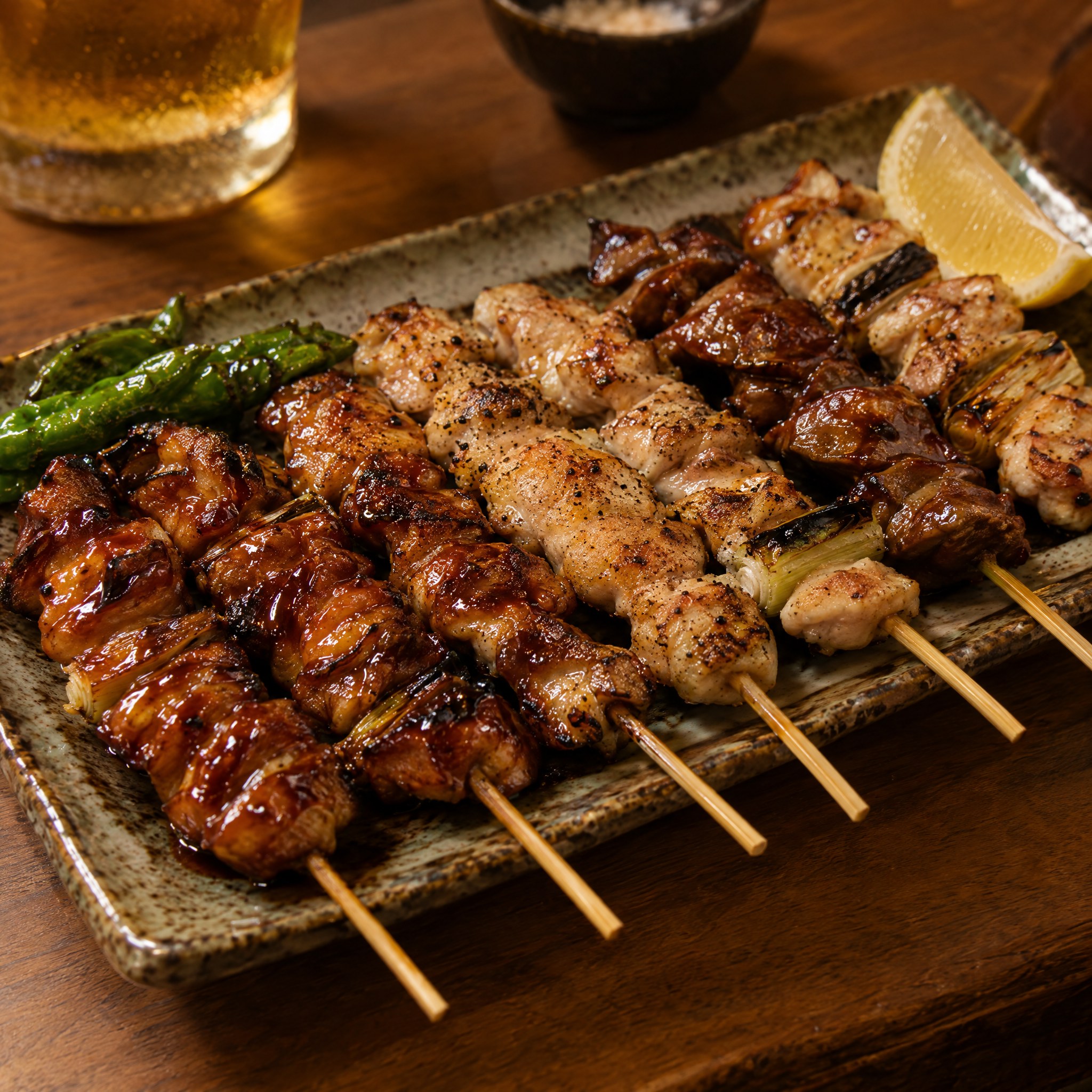 Source photograph of Yakitori. Not official I Want Some Food pixel artwork.