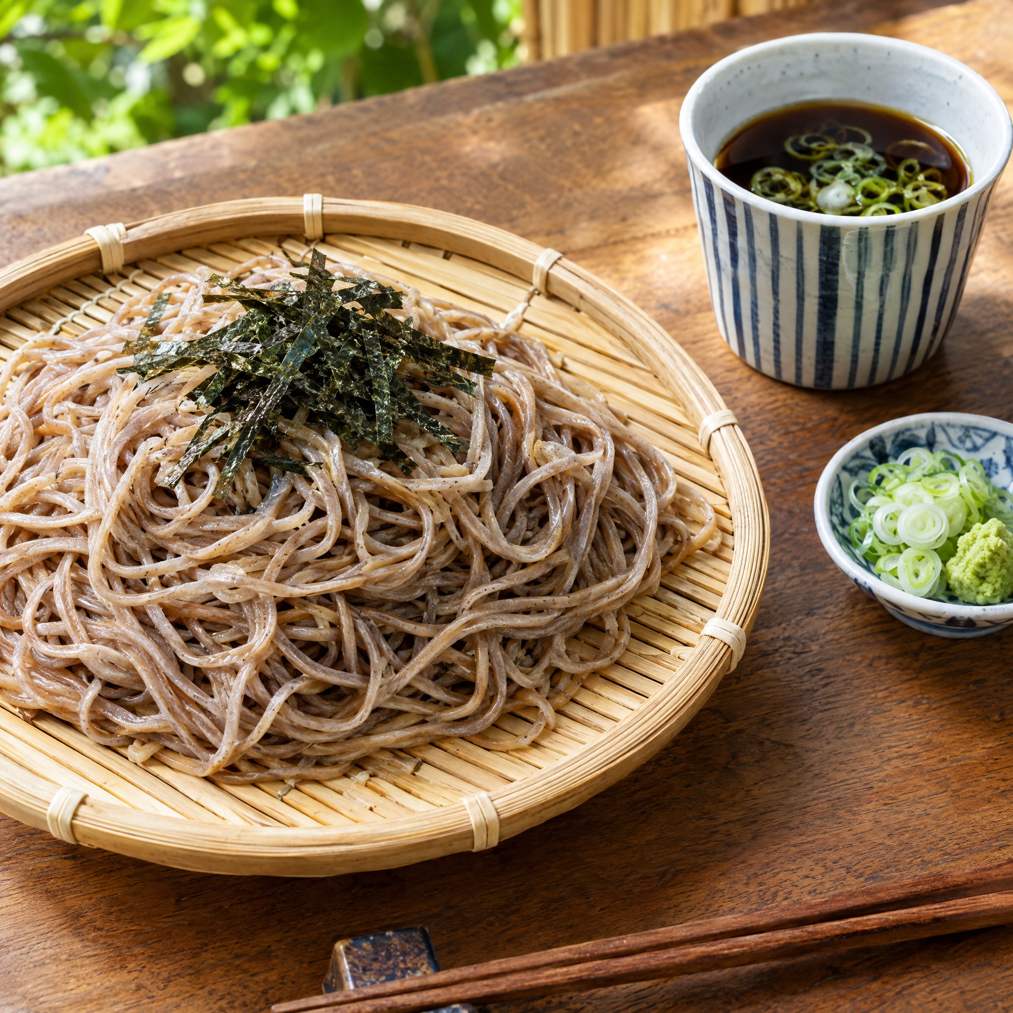 Source photograph of Zaru soba. Not official I Want Some Food pixel artwork.